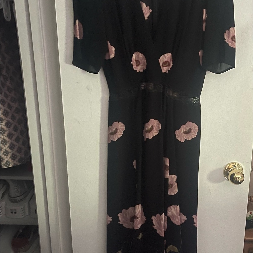 Reformation Elegant Black Floral Dress